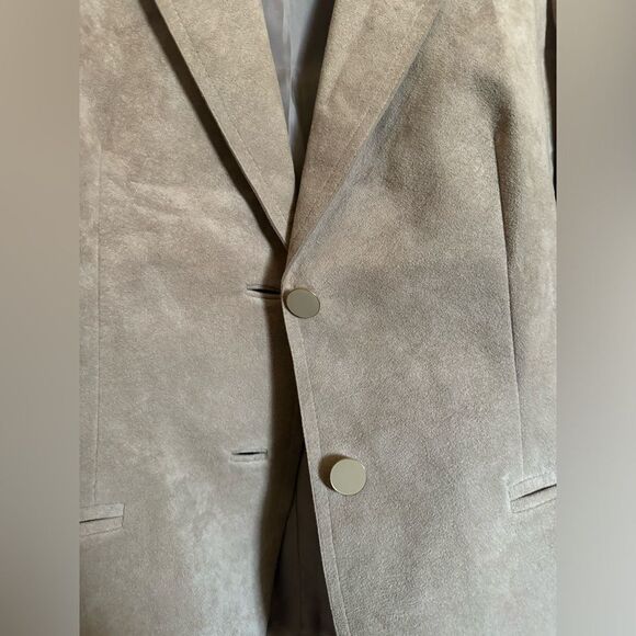 Vintage 70s Suede Leather Blazer Jacket Sz Small in Tan - Picture 4 of 6